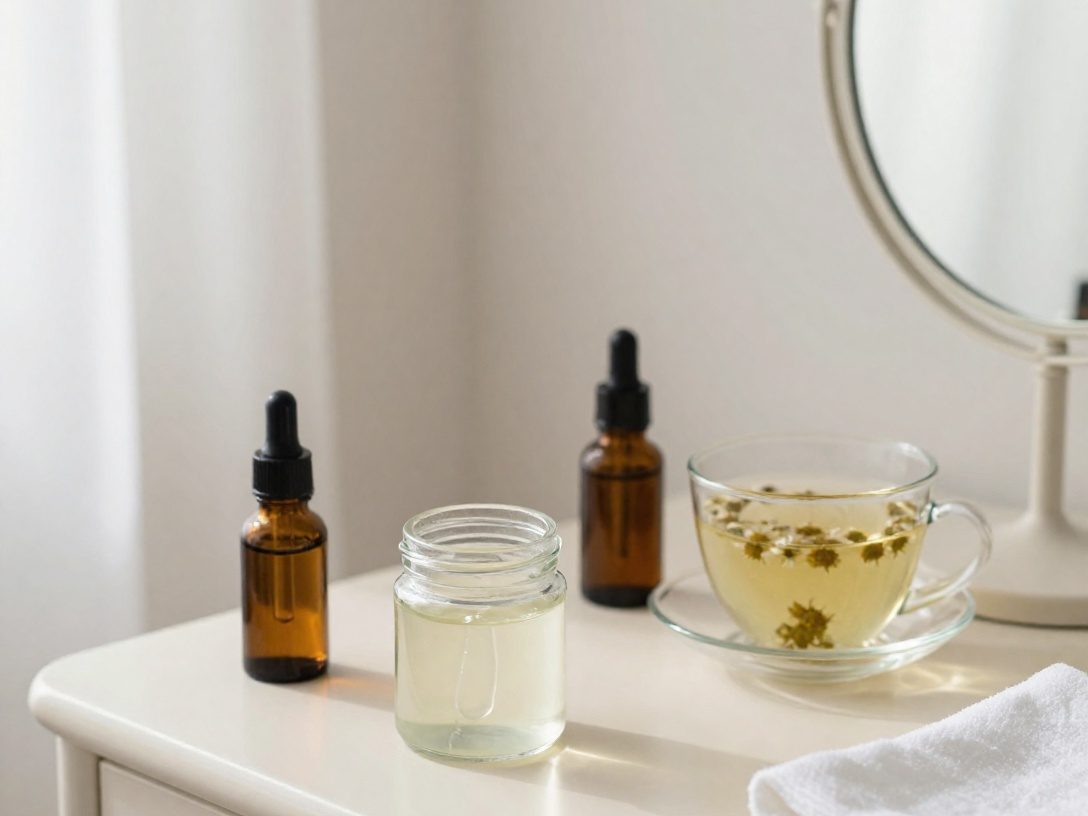Aloe gel, sliced cucumber and a cloth compress